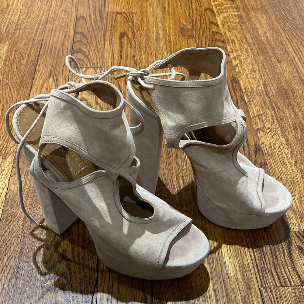 Aquazzura Nude Suede Heels